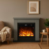 Caminetto Fuego Paolo Antracita 1500w a Parete Con Cornice Telecomando e Bruciatore Grigio Scuro FUEGO-PAOLO-ANTRACITA