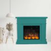 Caminetto Fuego Roberta Turquesa 1500w a Parete Con Cornice Telecomando e Bruciatore Turchese FUEGO-ROBERTA-TURQUESA